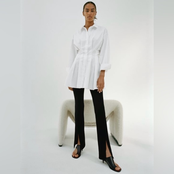 NWT Zara Ribbed Flare Leggings with Front Split - Picture 4 of 4